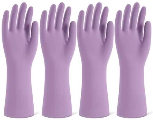SIFANGKE Purple Rubber Cleaning Gloves with Flocked Lining, Medium (4-Pair Value Pack) | USA Imported for Household Chores - main product image