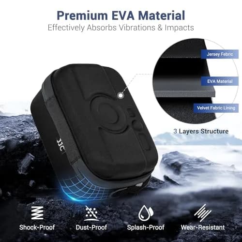 JJC Hard Shell Camera Case for DJI Action 6, GoPro Hero 13/12, Insta360 Cameras — Black, 17.7cm (7in) thumbnail 5