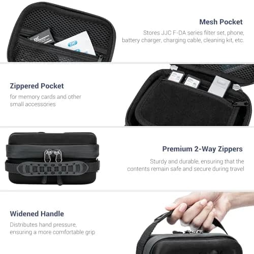 JJC Hard Shell Camera Case for DJI Action 6, GoPro Hero 13/12, Insta360 Cameras — Black, 17.7cm (7in) thumbnail 6