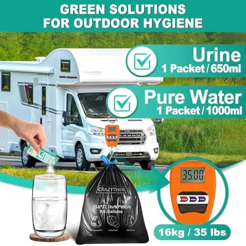 CRAZYTHUR Poo Powder with Portable Toilet Bags Set | 25 Powder + 29 Bags thumbnail 2