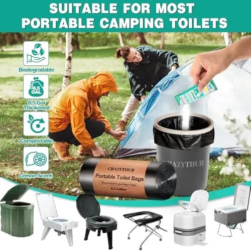 CRAZYTHUR Poo Powder with Portable Toilet Bags Set | 25 Powder + 29 Bags thumbnail 3