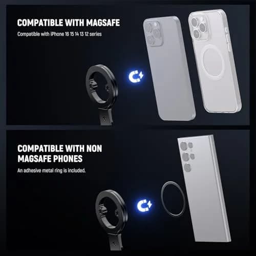 NEEWER Magnetic Phone Tripod Holder Stand with 1/4" & Arca Mount, Cold Shoe Grip for MagSafe iPhones & Androids (PA098) thumbnail 2