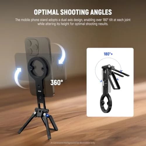 NEEWER Magnetic Phone Tripod Holder Stand with 1/4" & Arca Mount, Cold Shoe Grip for MagSafe iPhones & Androids (PA098) thumbnail 3