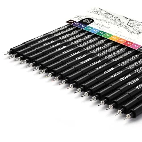 YISAN 18-Pack Colored Drawing Markers & Fineliner Pens | 11 Waterproof Archival Ink Colors & 7 Black Fine Tips thumbnail 1