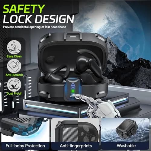 joremx Safety Lock for Powerbeats Pro 2 Case | Shockproof Hard Shell with Cleaning Kit & Keychain, Black (25.53 USD) thumbnail 3