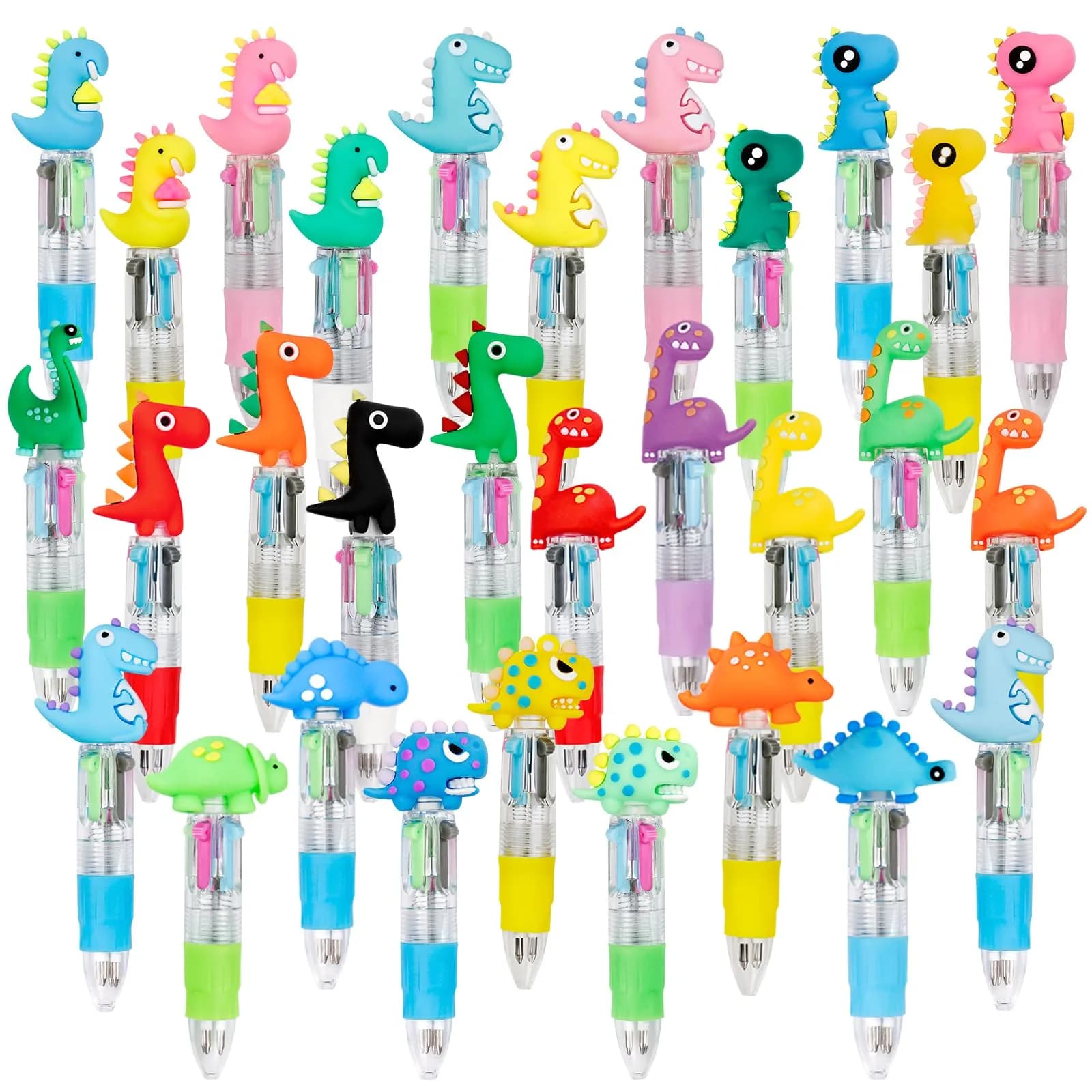 CZWZ 30Pcs Mini Multicolor Pens in One 4-in-1 for Kids | Dinosaur Design, Assorted Ink, Compact & Fun (70-120 chars)
