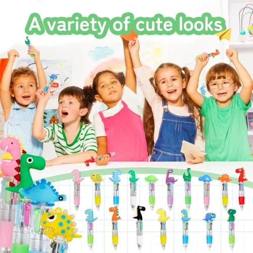 CZWZ 30Pcs Mini Multicolor Pens in One 4-in-1 for Kids | Dinosaur Design, Assorted Ink, Compact & Fun (70-120 chars) thumbnail 3