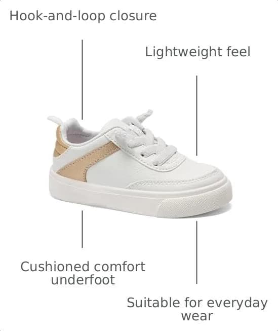Carter's Arianna White/Gold Sneakers | Slip-On Casual Kids Shoes thumbnail 3