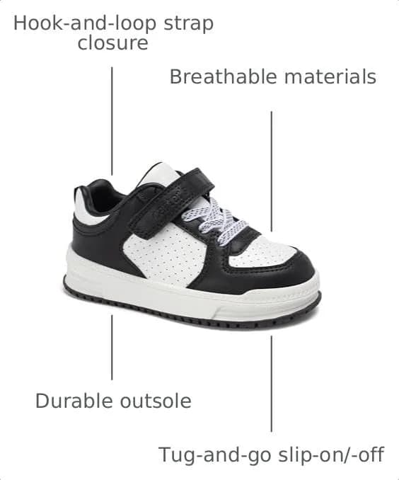 Carter's Ayngel Toddler Sneakers Black/White | Easy-On, Breathable, Durable thumbnail 4