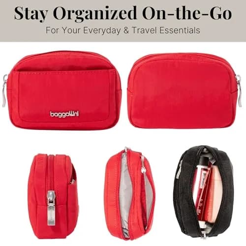 Baggallini Mini Cosmetic Pocket Scarlet 12 cm (4.9 in) x 8 cm (3.5 in) x 3 cm (1.5 in) | Lightweight Travel Makeup Organizer thumbnail 4
