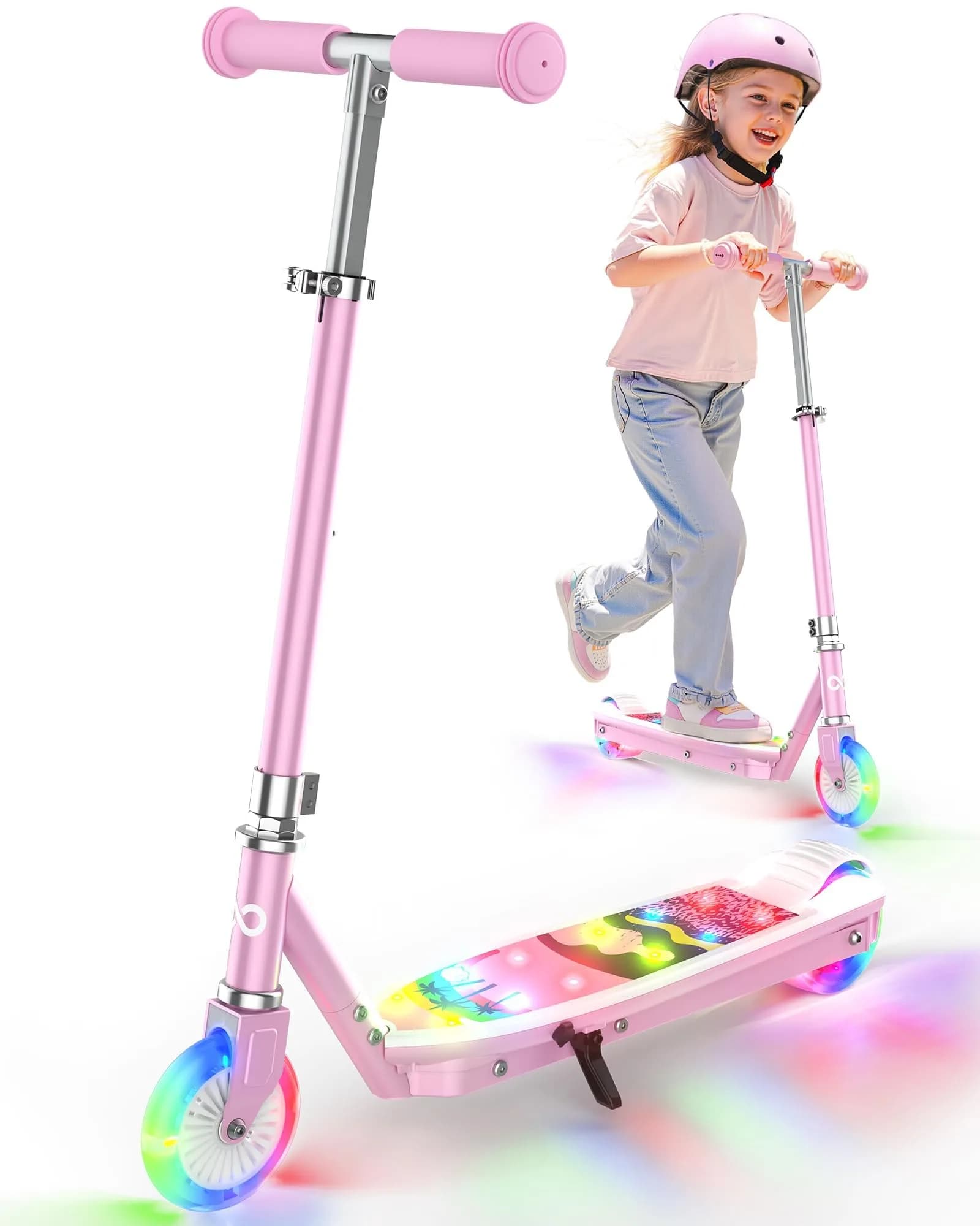 Gyroor KS2 Kids Electric Scooter Pink 5 MPH | LED Light-Up Wheels & Adjustable Handlebar - main product image