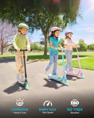 Gyroor KS2 Kids Electric Scooter Pink 5 MPH | LED Light-Up Wheels & Adjustable Handlebar thumbnail 2