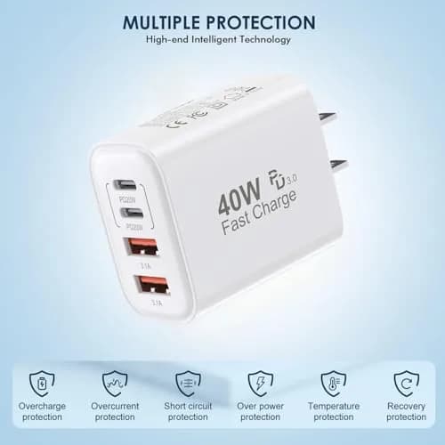Dazana 40W MultiPort USB C Charger & 6FT Braided Cable | Fast Charging for iPhone & iPad thumbnail 5