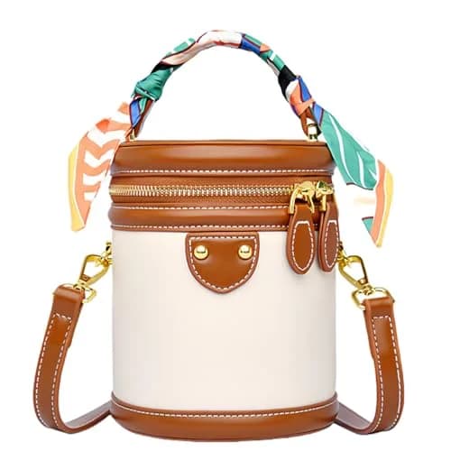 SYHTBYOH Mini Bucket Crossbody Bag for Women Vegan Leather Small Retro Shoulder Round Handle (Brown) | Compact & Stylish thumbnail 1
