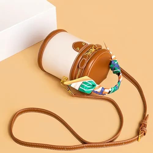 SYHTBYOH Mini Bucket Crossbody Bag for Women Vegan Leather Small Retro Shoulder Round Handle (Brown) | Compact & Stylish thumbnail 6