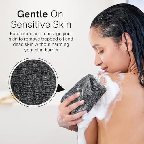 Yiclick Exfoliating Washcloth Towel 3-Pack, Black | Japanese Style Back Scrubber for Body thumbnail 4