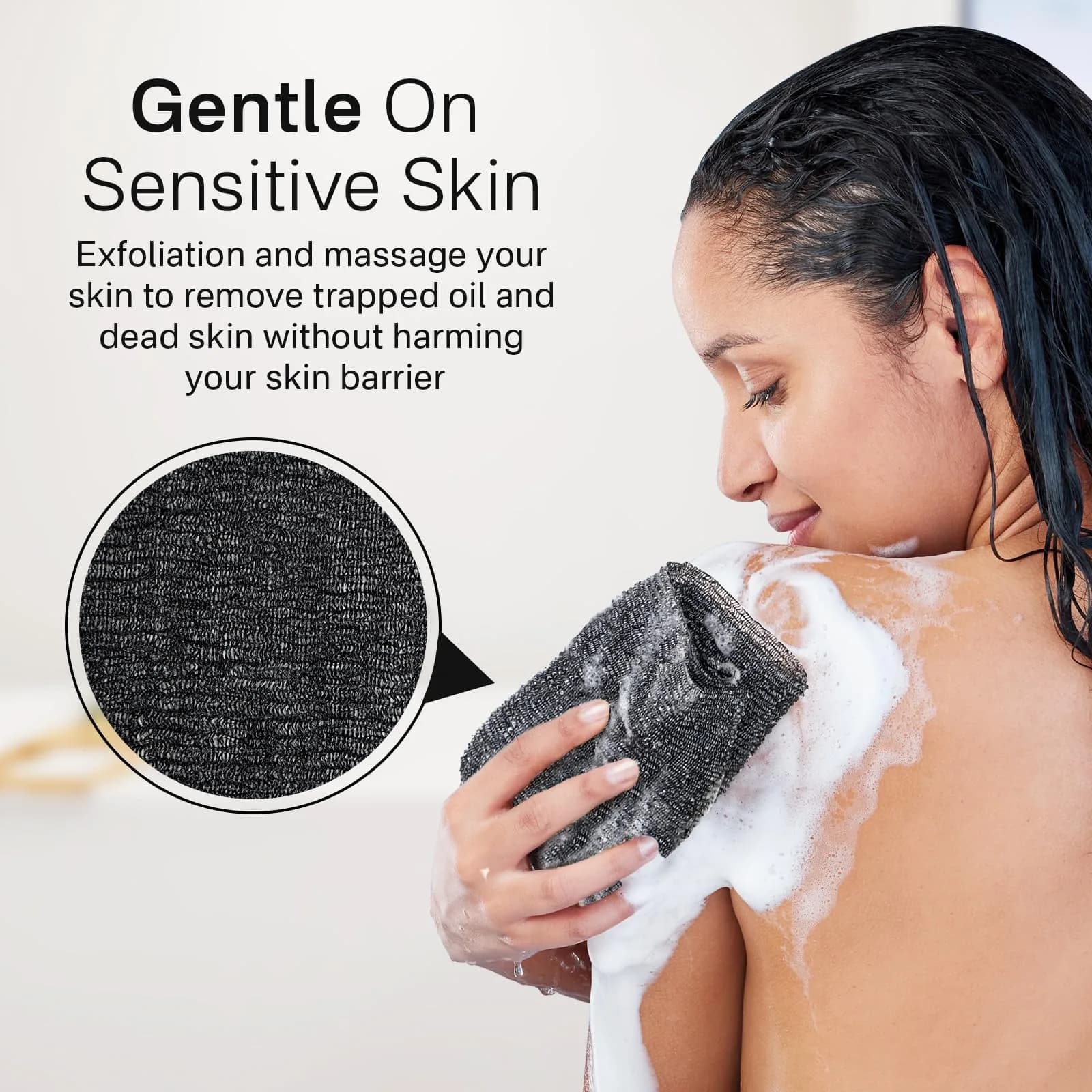 Yiclick Exfoliating Washcloth Towel - Black | Gentle Body Exfoliation for Smooth Skin (3-Pack) - view 4