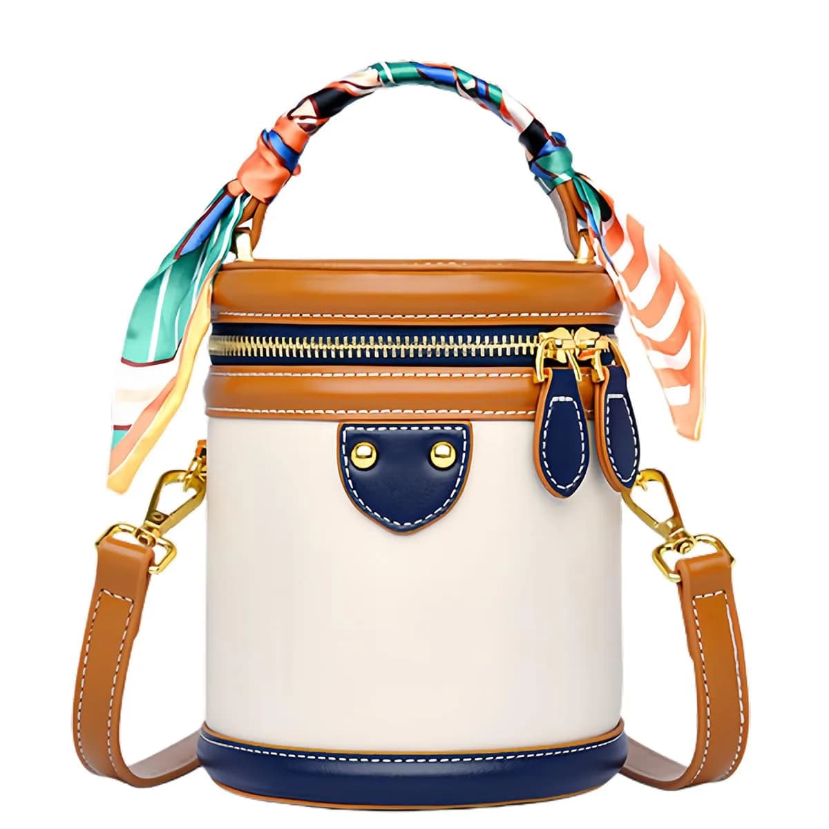 SYHTBYOH Mini Bucket Crossbody Bag 5.1"L x 4.3"W x 6.3"H | Faux Leather Small Retro Shoulder Handbag
