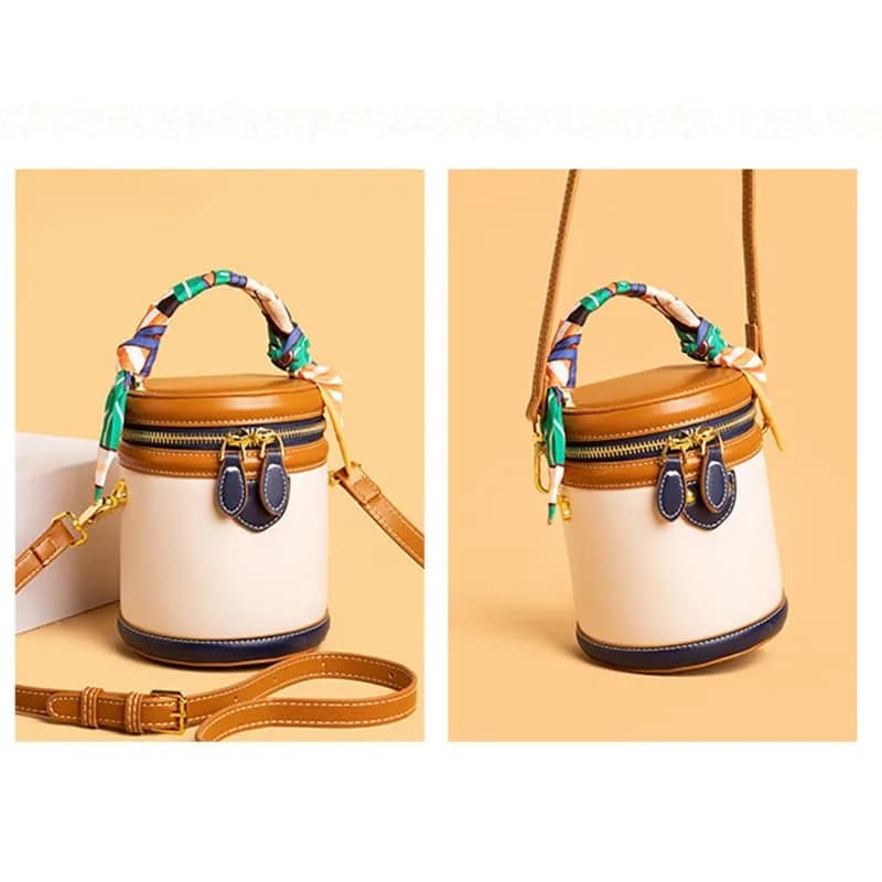 SYHTBYOH Mini Bucket Crossbody Bag 5.1"L x 4.3"W x 6.3"H | Faux Leather Small Retro Shoulder Handbag thumbnail 7