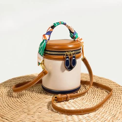 SYHTBYOH Mini Bucket Crossbody Bag 5.1"L x 4.3"W x 6.3"H | Faux Leather Small Retro Shoulder Handbag thumbnail 10