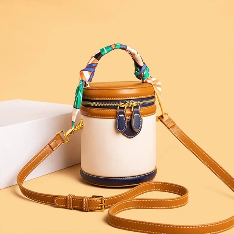SYHTBYOH Mini Bucket Crossbody Bag 5.1"L x 4.3"W x 6.3"H | Faux Leather Small Retro Shoulder Handbag thumbnail 4