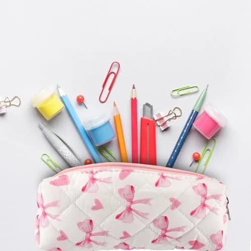 Sherr Coquette Bow Pencil Case Pink Bow Cute Heart Pencil Pouch 19cm (7.48in) | Soft Cotton Storage Bag thumbnail 3