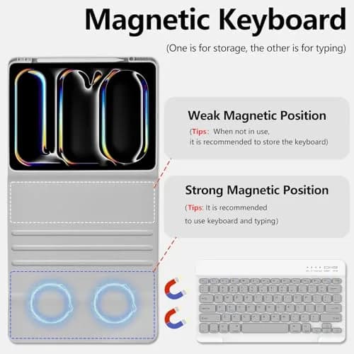 aMZCaSE Gray Keyboard Case for iPad Pro 13-inch (M5/M4) | Detachable Folio with Pencil Holder & Smart Sleep/Wake thumbnail 4
