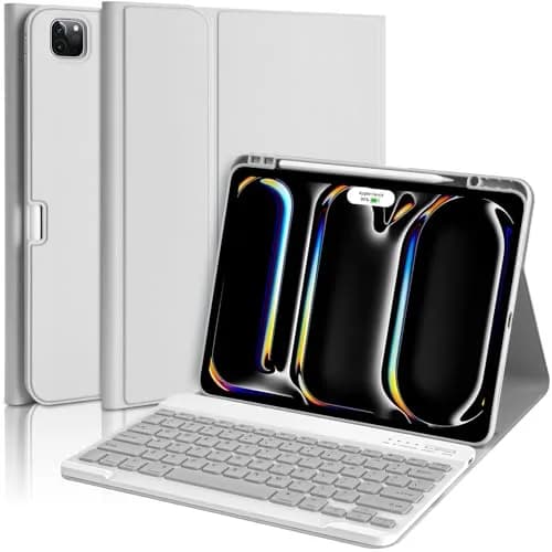 aMZCaSE Gray Keyboard Case for iPad Pro 13-inch (M5/M4) | Detachable Folio with Pencil Holder & Smart Sleep/Wake thumbnail 1