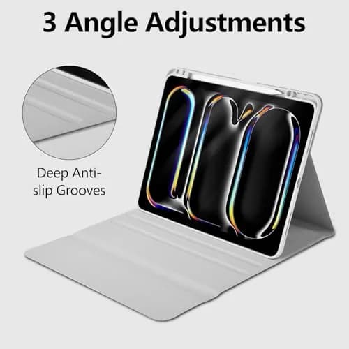 aMZCaSE Gray Keyboard Case for iPad Pro 13-inch (M5/M4) | Detachable Folio with Pencil Holder & Smart Sleep/Wake thumbnail 8