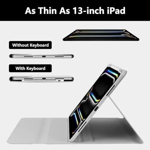 aMZCaSE Gray Keyboard Case for iPad Pro 13-inch (M5/M4) | Detachable Folio with Pencil Holder & Smart Sleep/Wake thumbnail 3