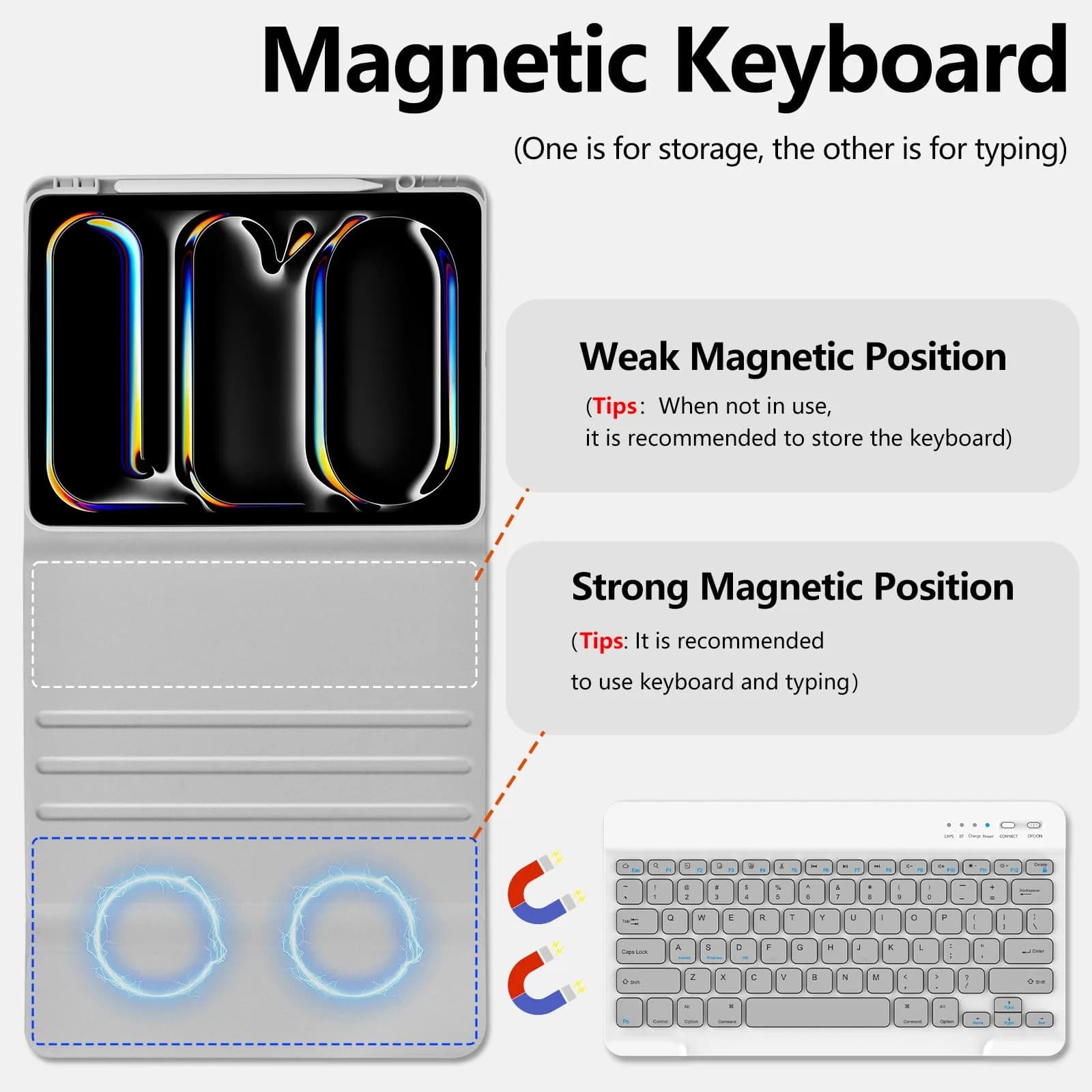 aMZCaSE Gray Keyboard Case for iPad Pro 13-inch (M5/M4) | Detachable Folio with Pencil Holder & Smart Sleep/Wake - view 4