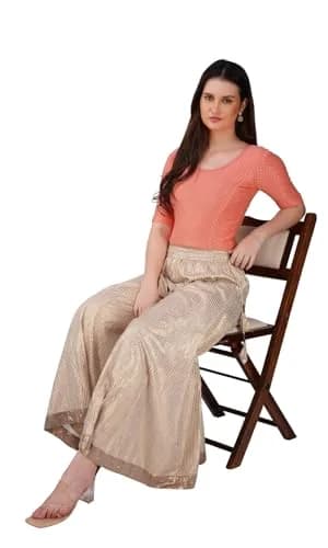 Fressia Fabrics Round Neck Pure Dobby Cotton Stretchable Elbow Sleeve Readymade Saree Blouse for Women Stylish XXL (208 Peach) | 110g Lightweight Fabric thumbnail 7