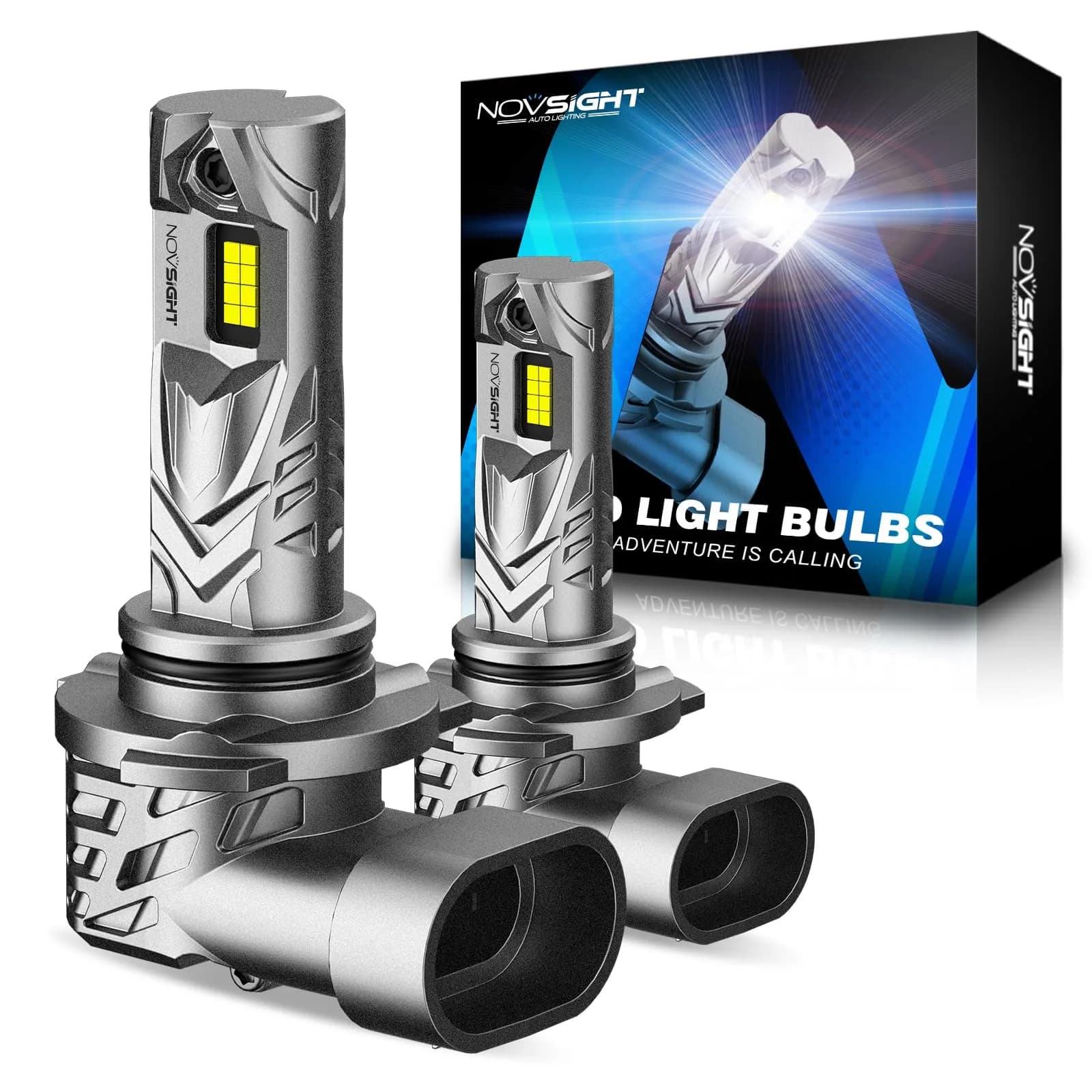 NOVSIGHT 9006 Bulbs 48000LM 600% Brightness | 1:1 Mini Fog Light Set 6500K White
