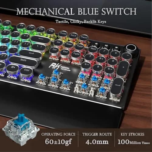RK ROYAL KLUDGE X108 Typewriter Mechanical Keyboard 108 Keys RGB Backlit Shadow Black thumbnail 4