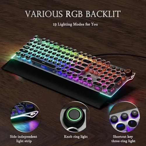 RK ROYAL KLUDGE X108 Typewriter Mechanical Keyboard 108 Keys RGB Backlit Shadow Black thumbnail 5