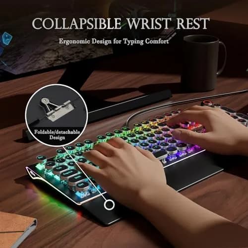 RK ROYAL KLUDGE X108 Typewriter Mechanical Keyboard 108 Keys RGB Backlit Shadow Black thumbnail 6