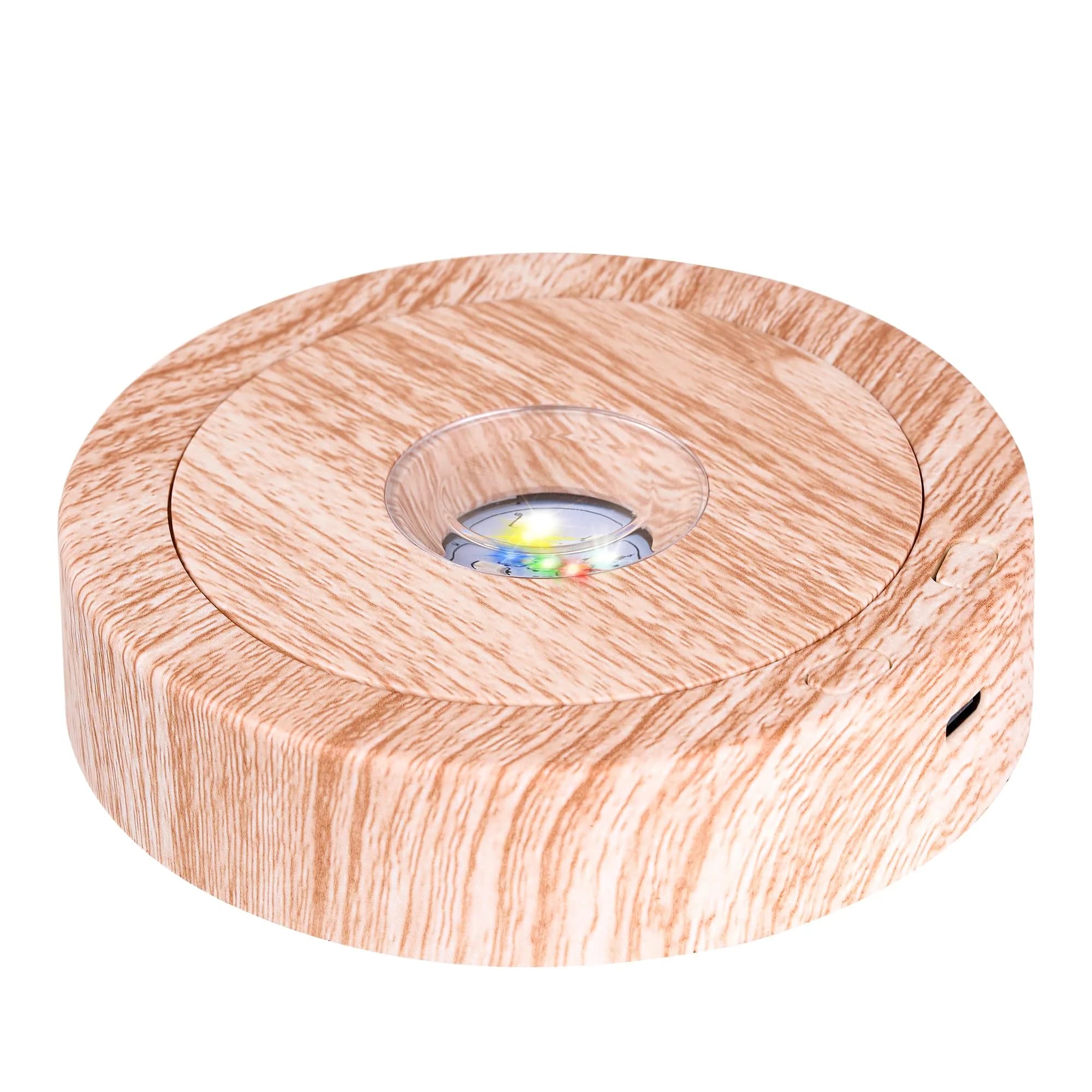 EUSTUMA Rotating LED Display Base Colorful Light Crystal Stand | Suitable for Glass Art & Holiday Decor — Wood