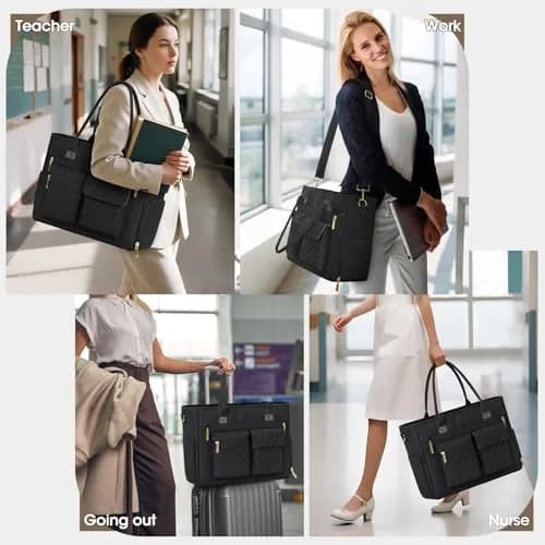 RAINSMORE Teacher Tote Bag with Lunch Compartment for Women | 15.6 inch Laptop & Insulated Side Pockets thumbnail 2