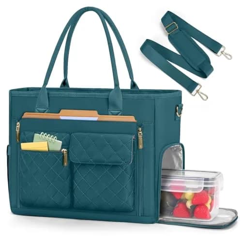 RAINSMORE Teacher Tote Bag with Lunch Compartment for Women | 15.6 inch Laptop, Water-Resistant, Multi-Pocket thumbnail 1