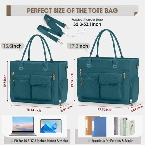 RAINSMORE Teacher Tote Bag with Lunch Compartment for Women | 15.6 inch Laptop, Water-Resistant, Multi-Pocket thumbnail 6