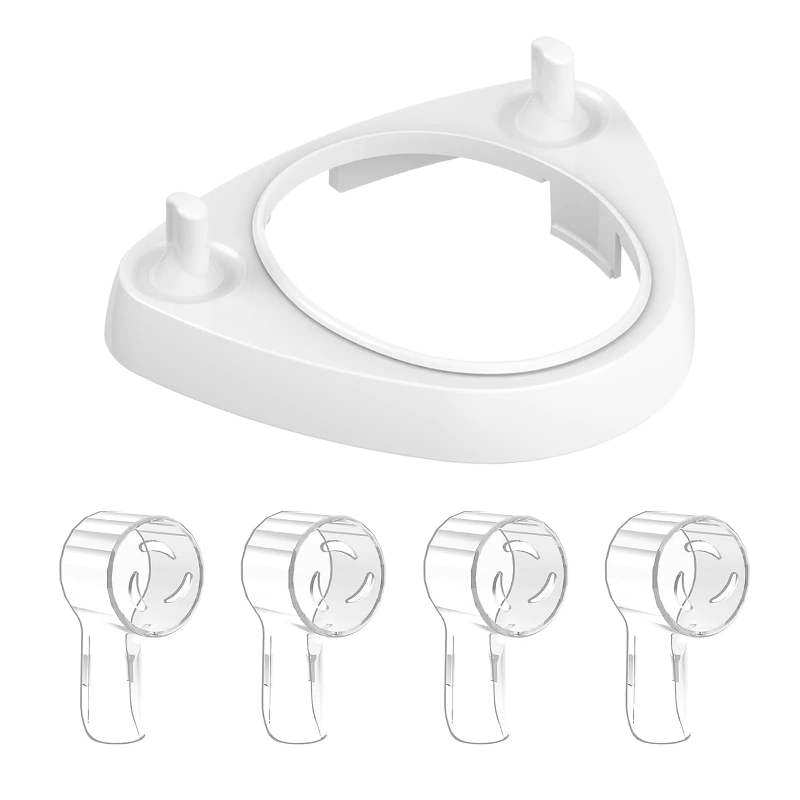 seplouis 4 Pack Brush Head Covers Compatible with Oral B & iO Electric Toothbrush Heads + Toothbrush Holder with 1 Charging Station Slot and 2 Brush Head Stands | Tidy & Travel-Friendly