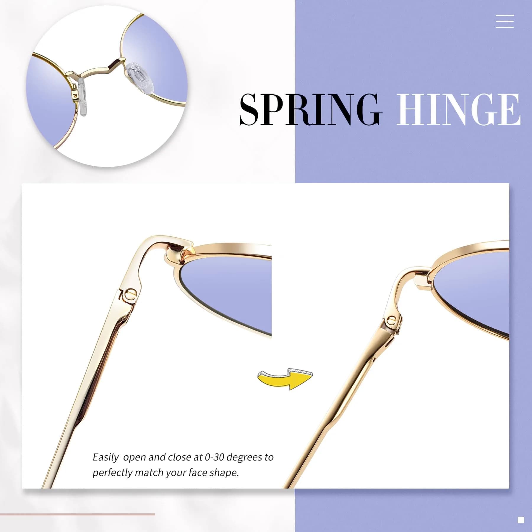 Joopin Small Round Sunglasses - Gold Light Purple Frame, Polarized UV400 Protection - view 4