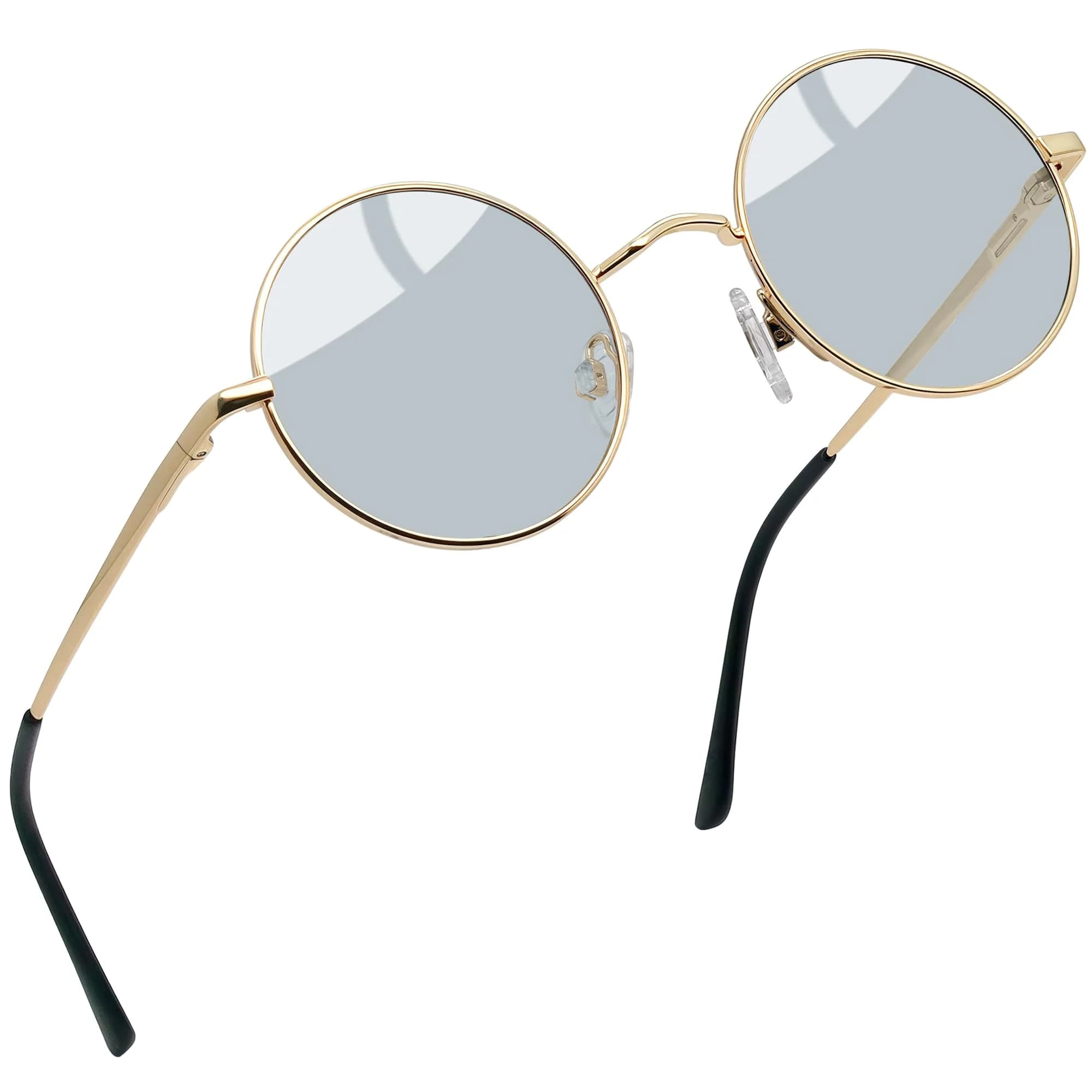 Joopin Gold Light Grey Small Round Metal Frame Sunglasses with Polarized UV400 Protection - main product image