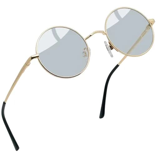 Joopin Small Round Sunglasses Hippie Circle Sun Glasses Polarized UV Protection Metal Shades for Men Women (Light Black) thumbnail 1