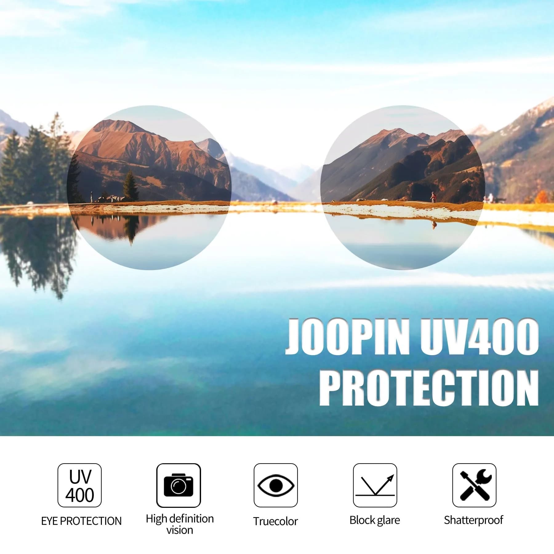 Joopin Gold Light Grey Small Round Metal Frame Sunglasses with Polarized UV400 Protection - view 3