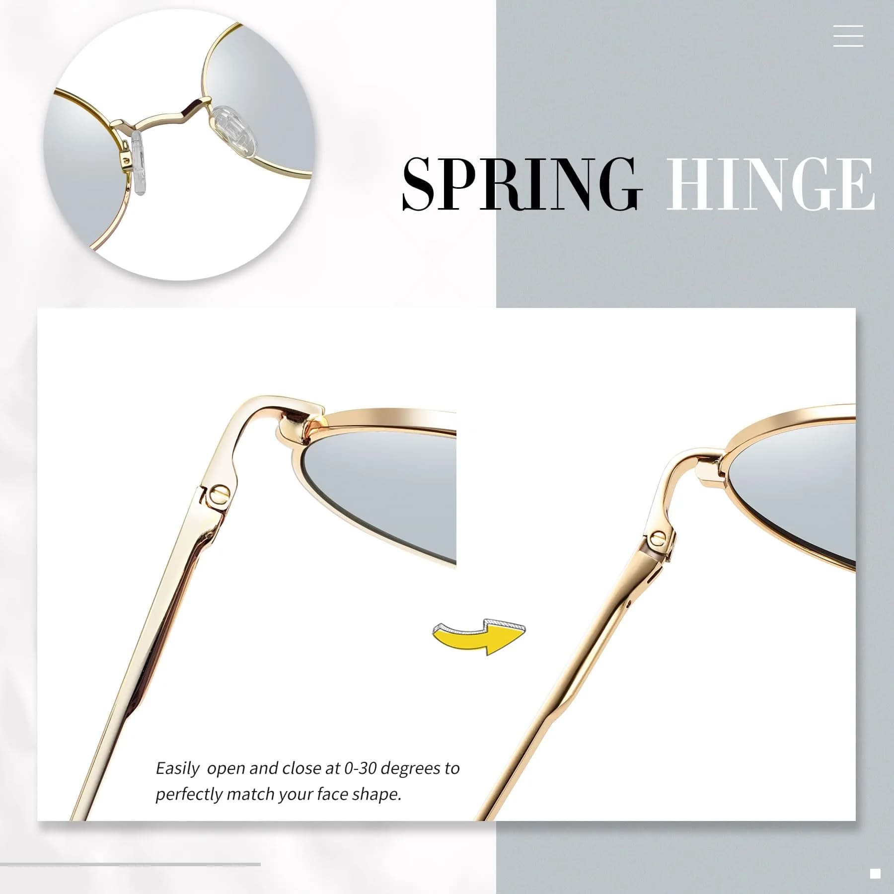 Joopin Gold Light Grey Small Round Metal Frame Sunglasses with Polarized UV400 Protection - view 4