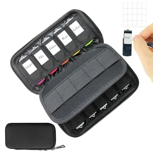 JBOS USB Flash Drive Case with 10 USB Drive Slots and 10 Memory Card Slots Storage Organizer Case Holder for Thumb Drives Jump Drives SD Cards with Zipper Bag Black thumbnail 1
