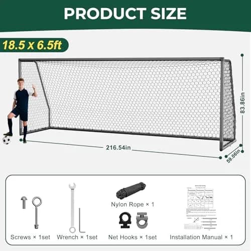 MOPHOTO 18.5x6.5ft Soccer Goals | Heavy-Duty Aluminum, Professional Training for Youth & Adults thumbnail 5