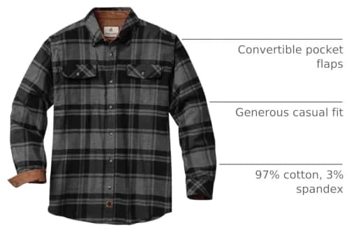 Legendary Whitetails Mens Long Sleeve Button Down Flannel Shirt | Relaxed Fit, Stretch Cotton, Plaid, Big & Tall thumbnail 4