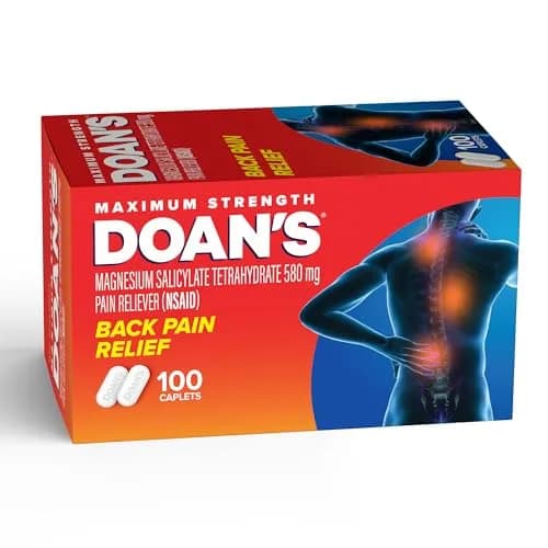 Doans Back Pain Relief Caplets, 580 mg Magnesium Salicylate, 100 Ct | Fast-Acting OTC Pain Relief for Back & Muscle thumbnail 1